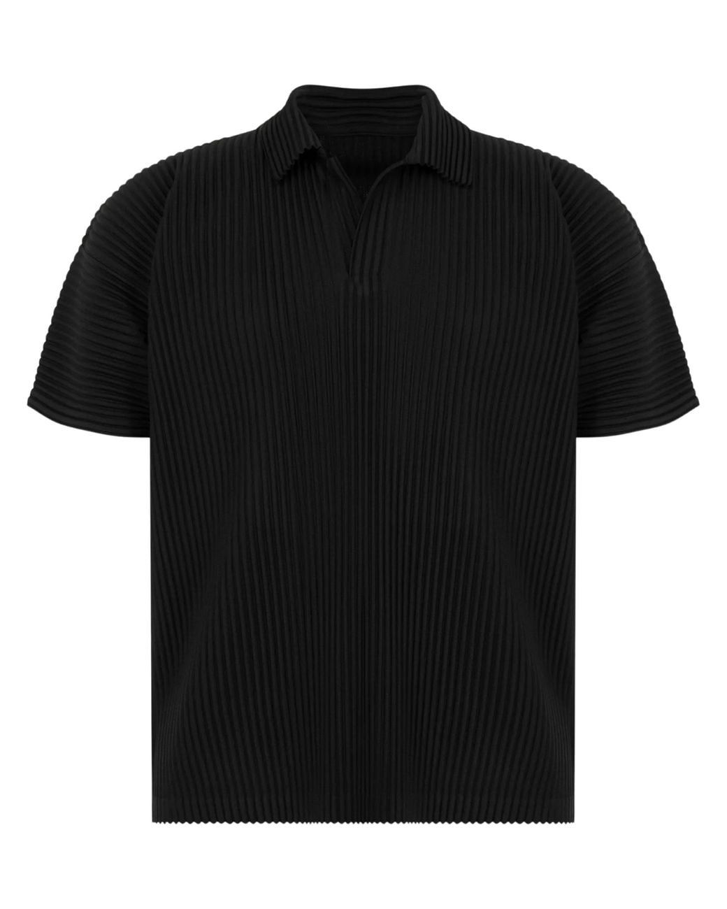 Homme Plissé Issey Miyake Black Pleated Short Sleeved T-Shirt for men