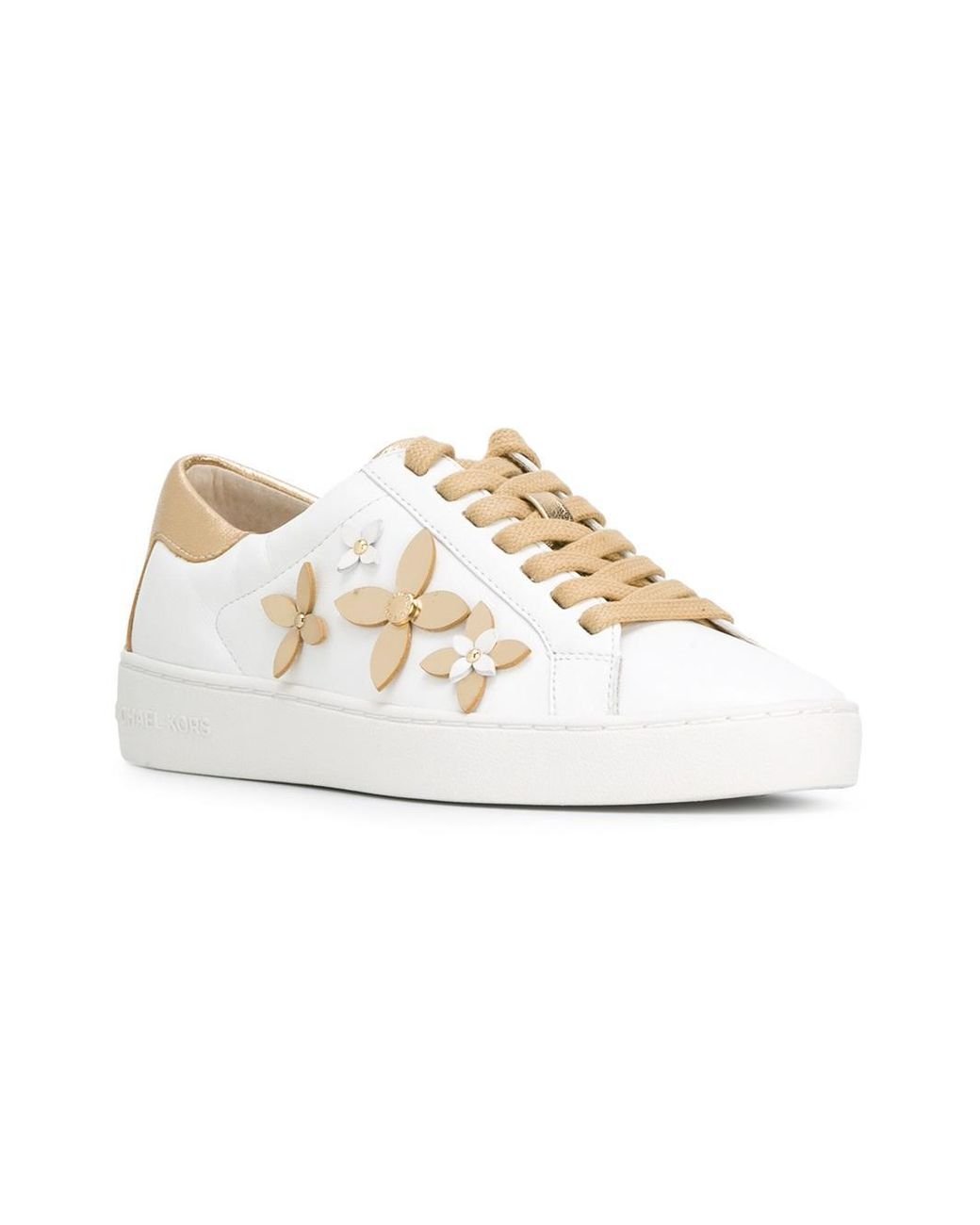 MICHAEL Michael Kors Gold Flowers Lola Sneakers in White | Lyst