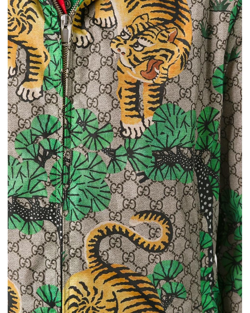 klodset dette Madison Gucci Bengal Tiger Print Jacket in Green for Men | Lyst