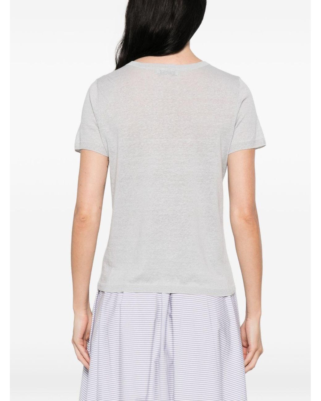 Base London White Linen And Cotton Blend T-Shirt