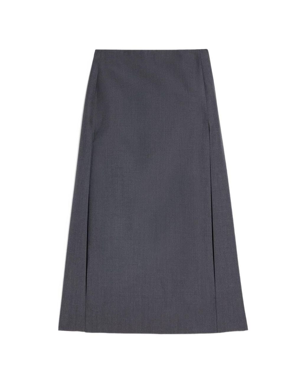 Jil Sander Gray Wool Long Skirt
