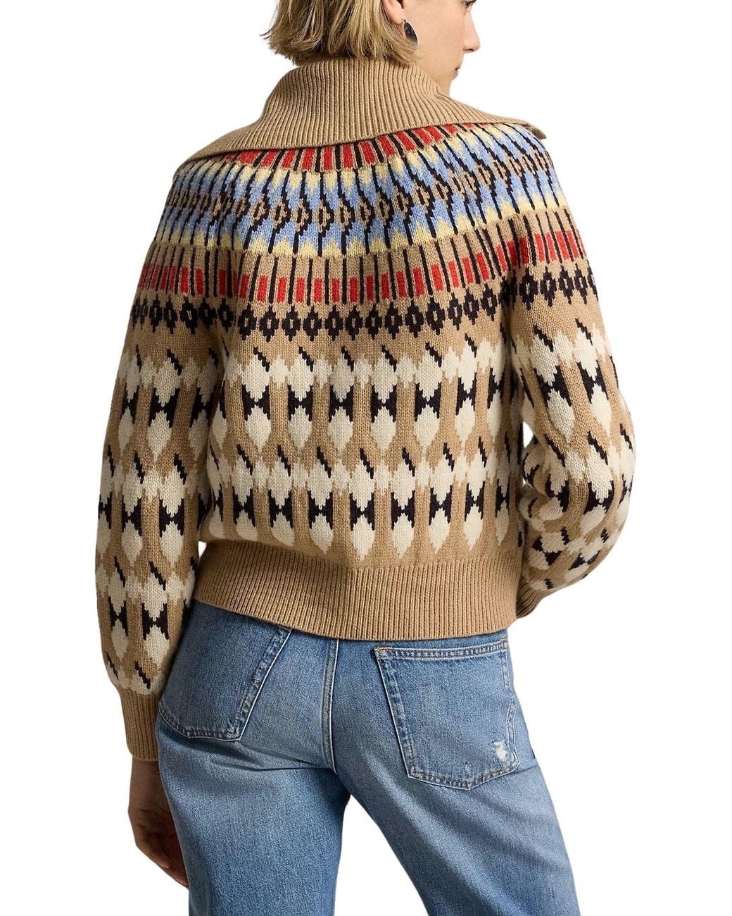 Polo Ralph Lauren Natural Geo-Motif Wool-Cashmere Cardigan