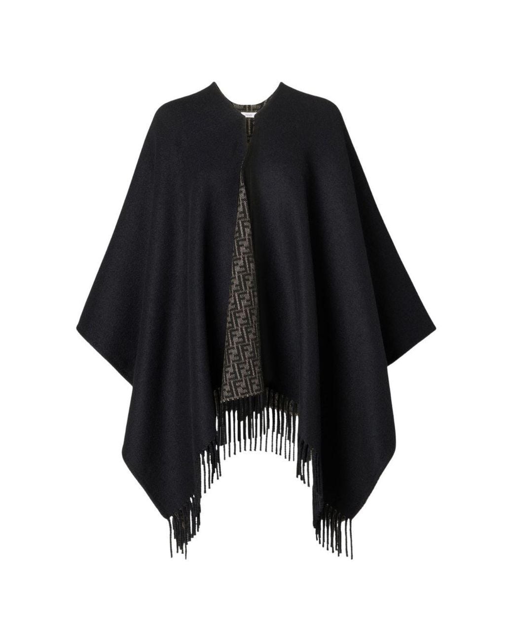 Fendi Black Ff Wool And Cashmere Poncho