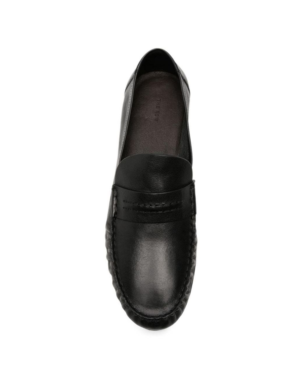 The Row Black Theo Leather Loafers