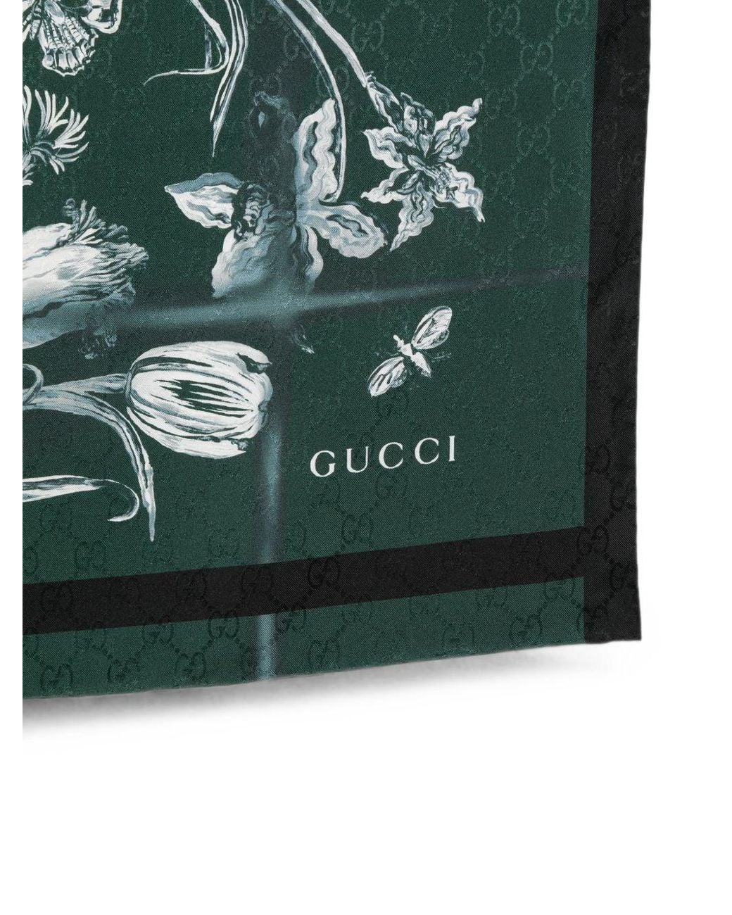 Gucci Green Printed Silk Foulard
