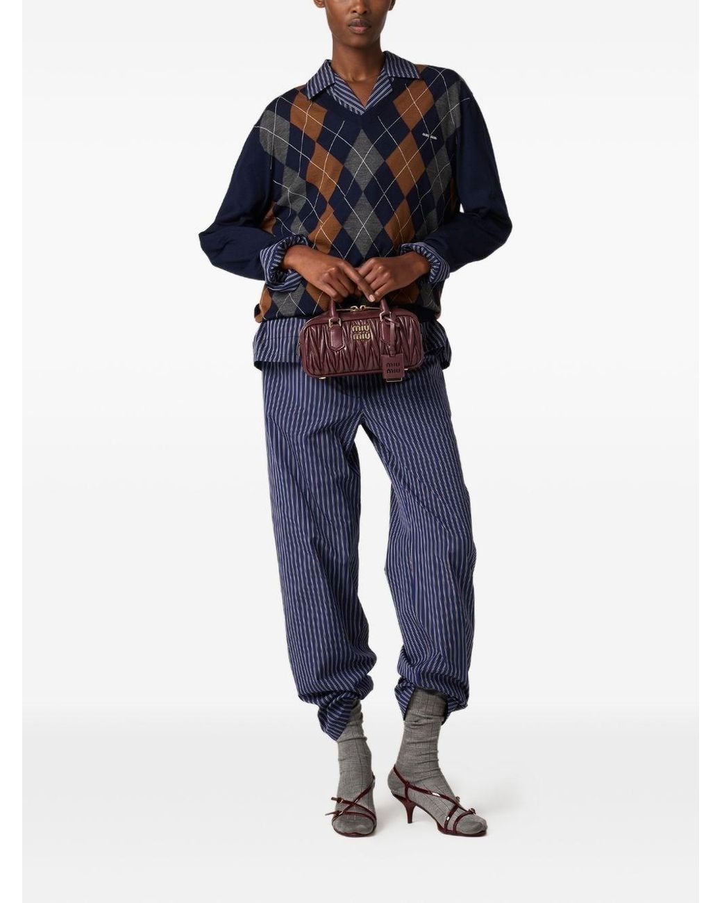 Miu Miu Purple Arcadie Matelassé Leather Tote Bag