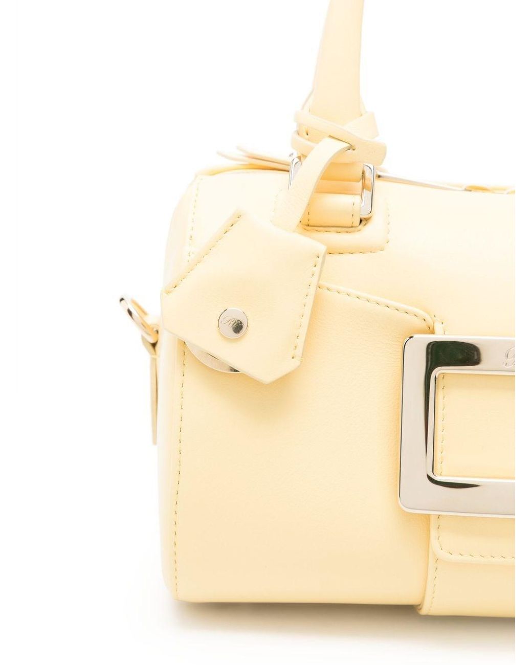 Roger Vivier Belle Vivier Leather Handbag in Natural | Lyst