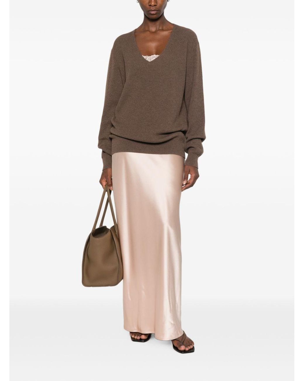 The Row Brown Phef Cotton And Cashmere Sweater