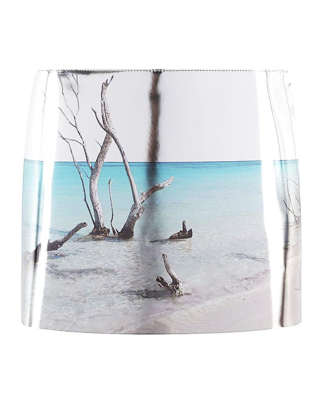 Prada Blue Printed Leather Mini Skirt