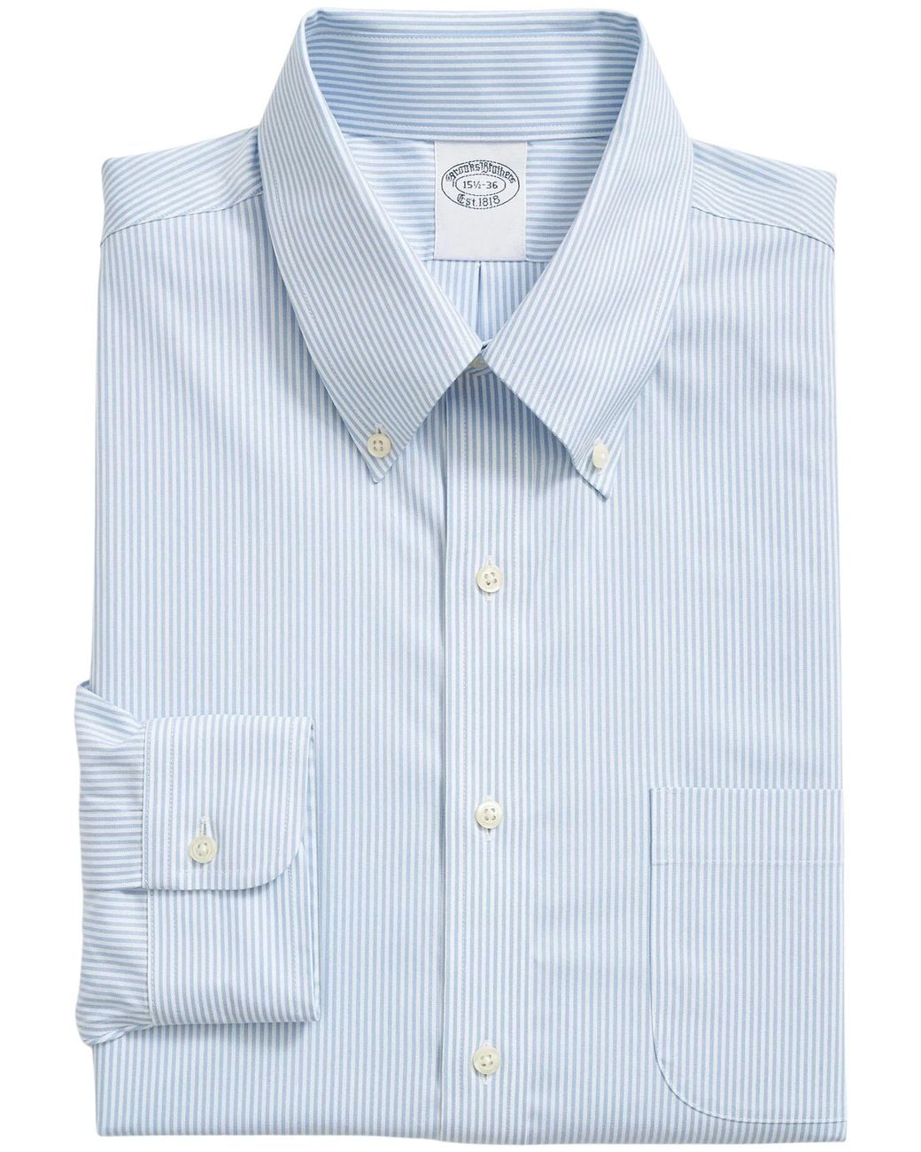 Brooks Brothers Blue Regular Fit Non-Iron Oxford Shirt With Button Down Col for men