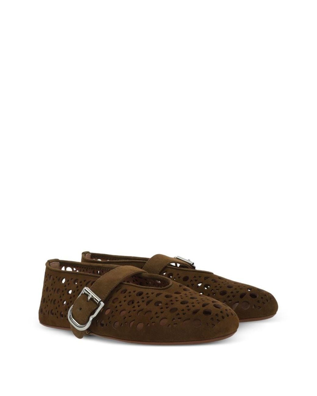 Alaïa Brown Vienne Leather Ballet Flats