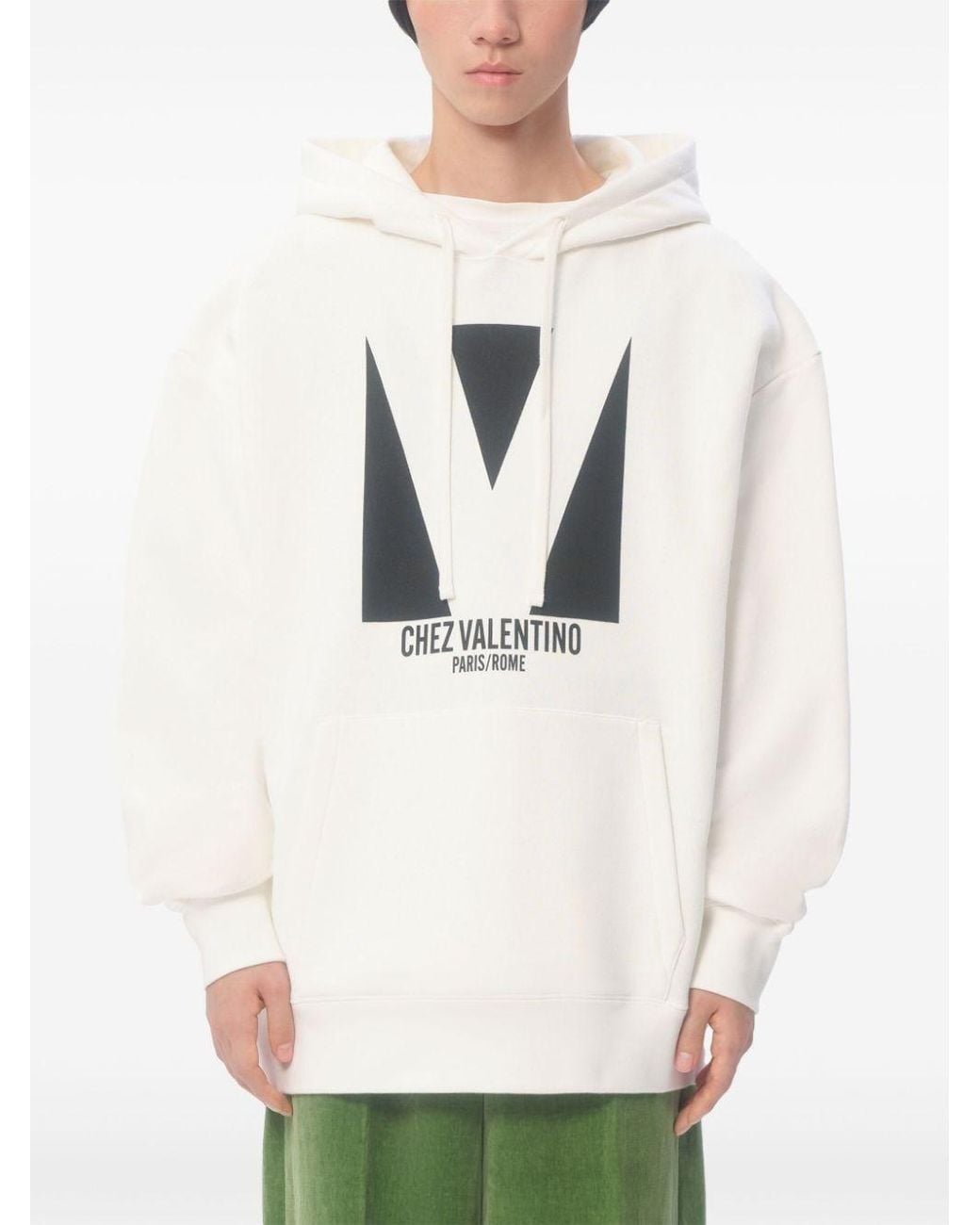 Valentino White Chez Cotton Hoodie for men