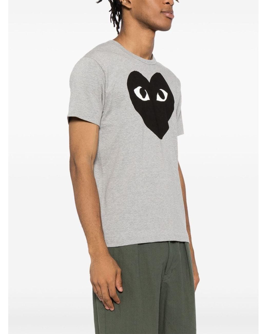 COMME DES GARÇONS PLAY Gray Cotton T-Shirt for men