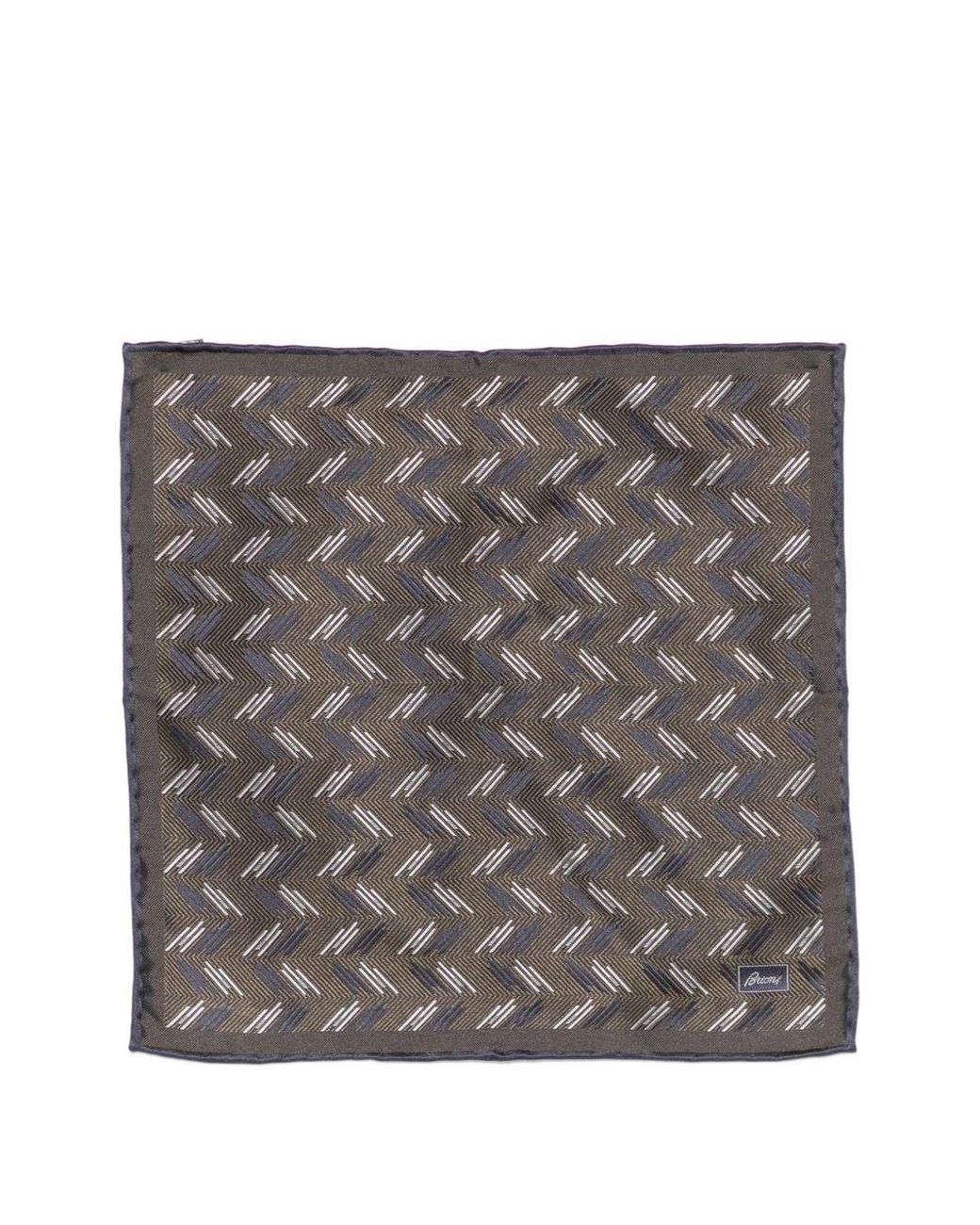 Brioni Gray Pritned Silk Foulard for men