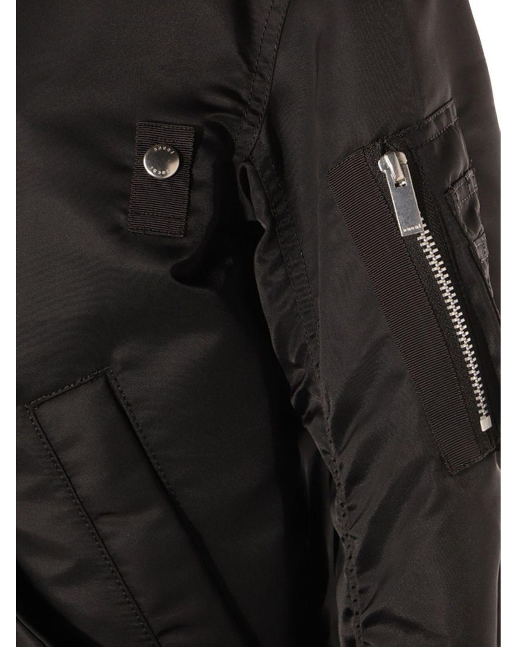 Sacai Black Jacket With Ruffled Hem And Adjustable Drawstring Waist