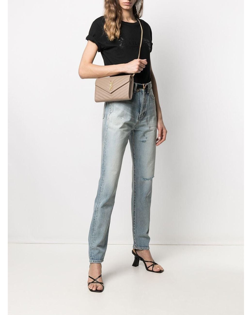 Saint Laurent Natural Monogram Grain De Poudre