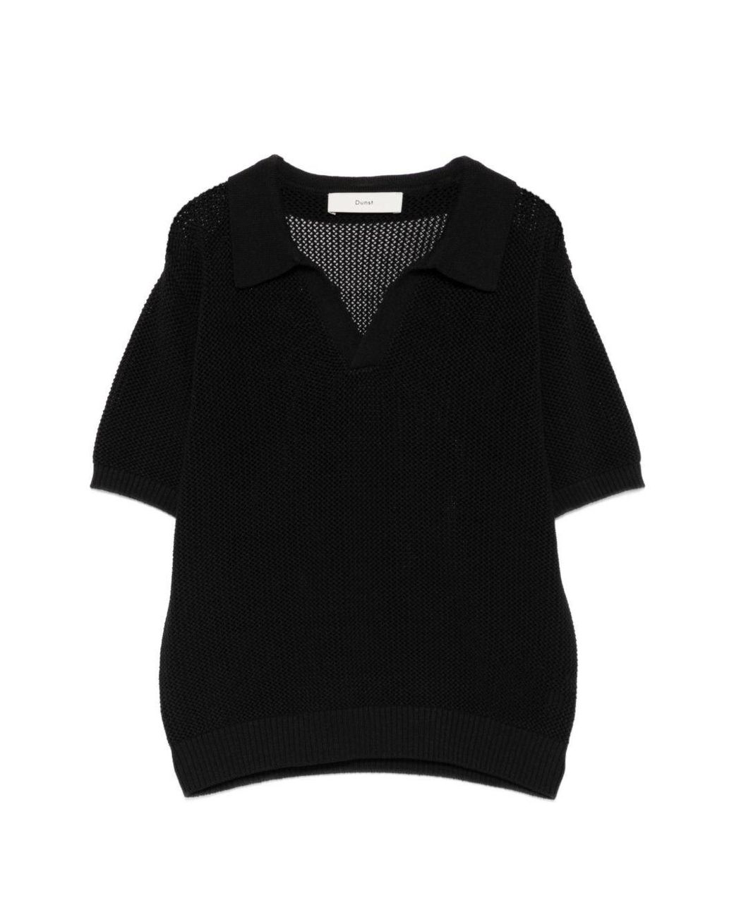 DUNST Black Cotton And Linen Polo Shirt
