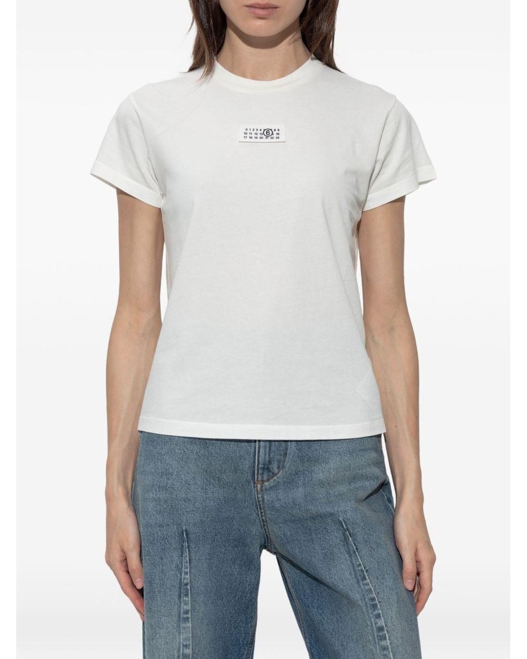 MM6 by Maison Margiela White Logo Cotton T-Shirt