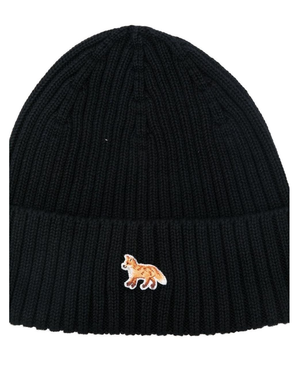 Maison Kitsuné Black Baby Fox Beanie for men