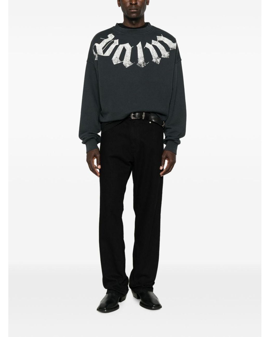 Palm Angels Black Logo Cotton Sweatshirt for men