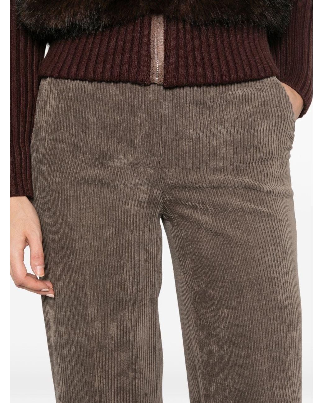 Via Masini 80 Brown Velvet Trousers By