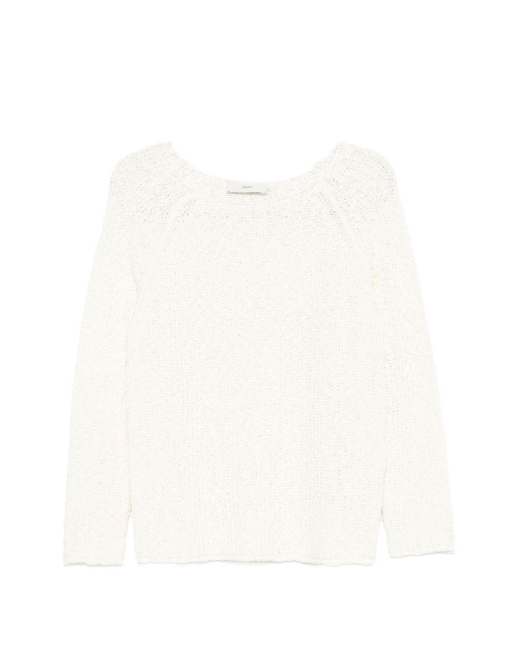 DUNST White Crochet Crewneck Jumper