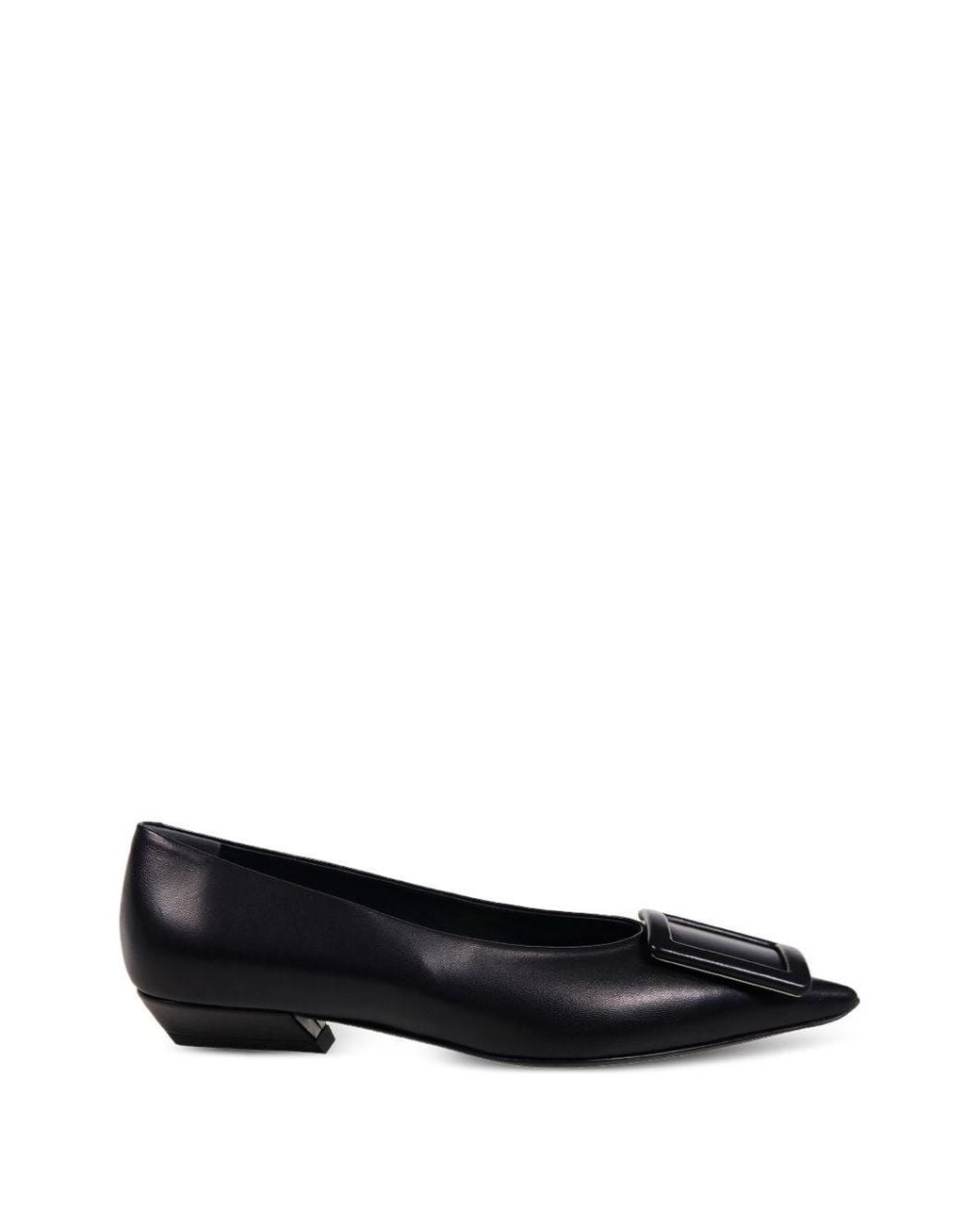 Roger Vivier Black Pointy Covered Leather Ballets