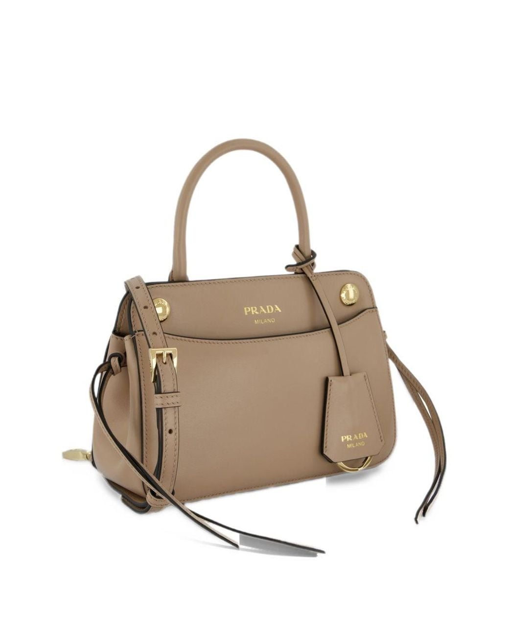 Prada Natural Carry Mini Leather Handbag