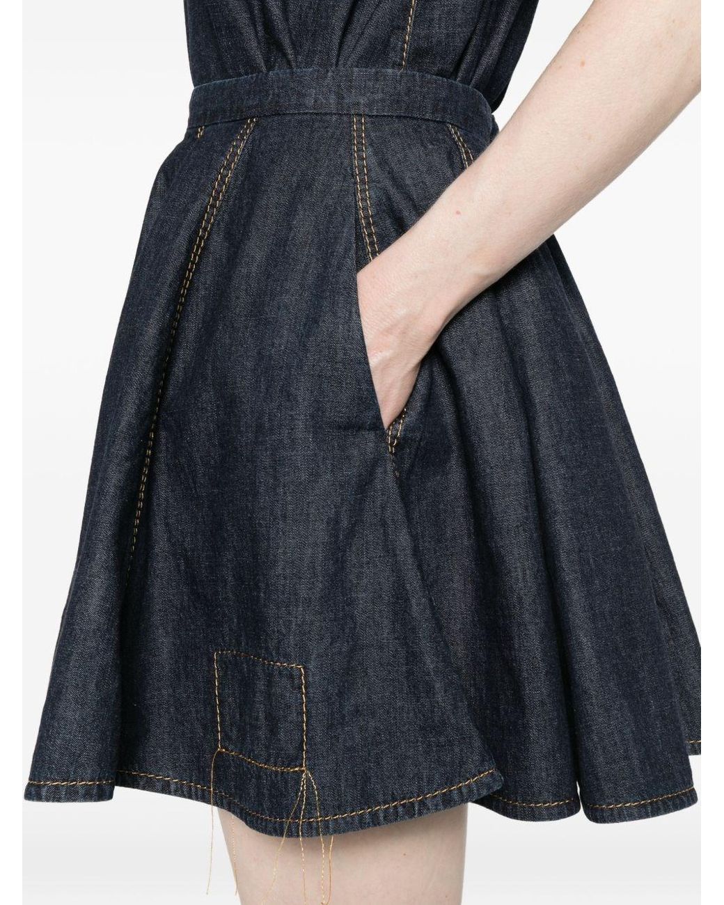 Susanne Bommer Blue Cotton Mini Skirt