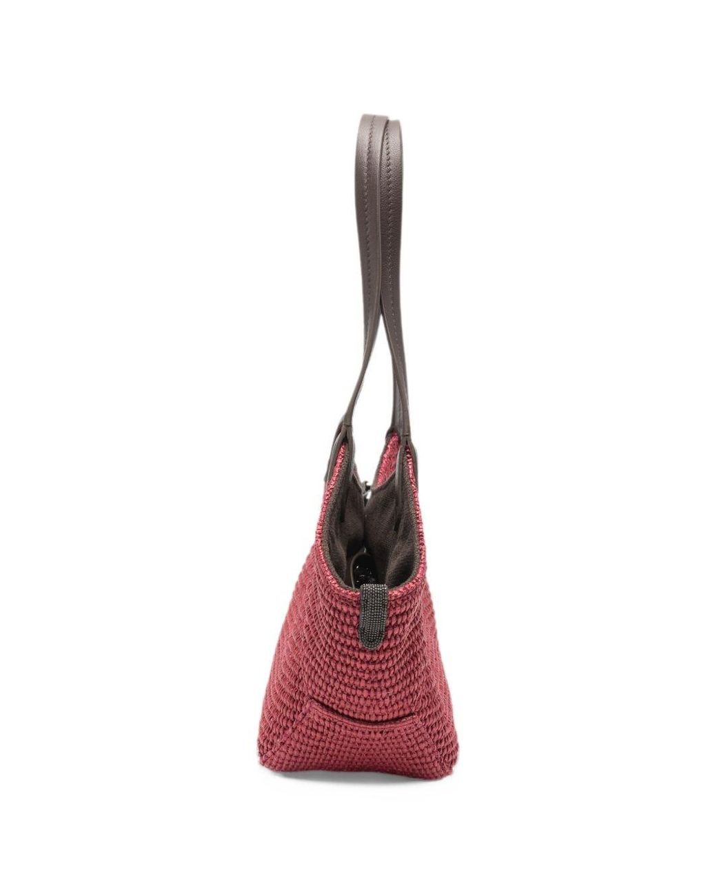 Brunello Cucinelli Red Cotton Blend Tote Bag
