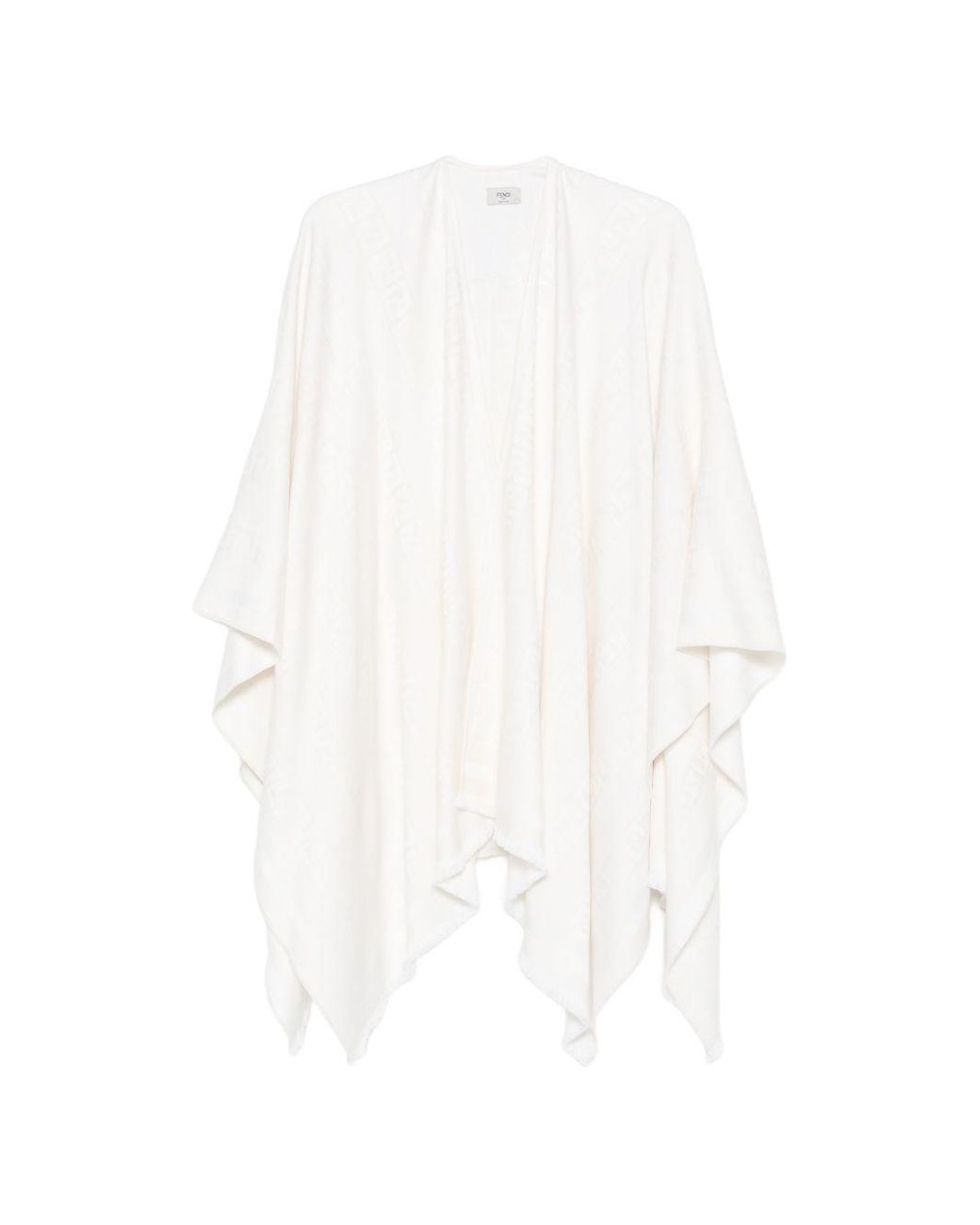 Fendi White Ff Wool And Silk Poncho