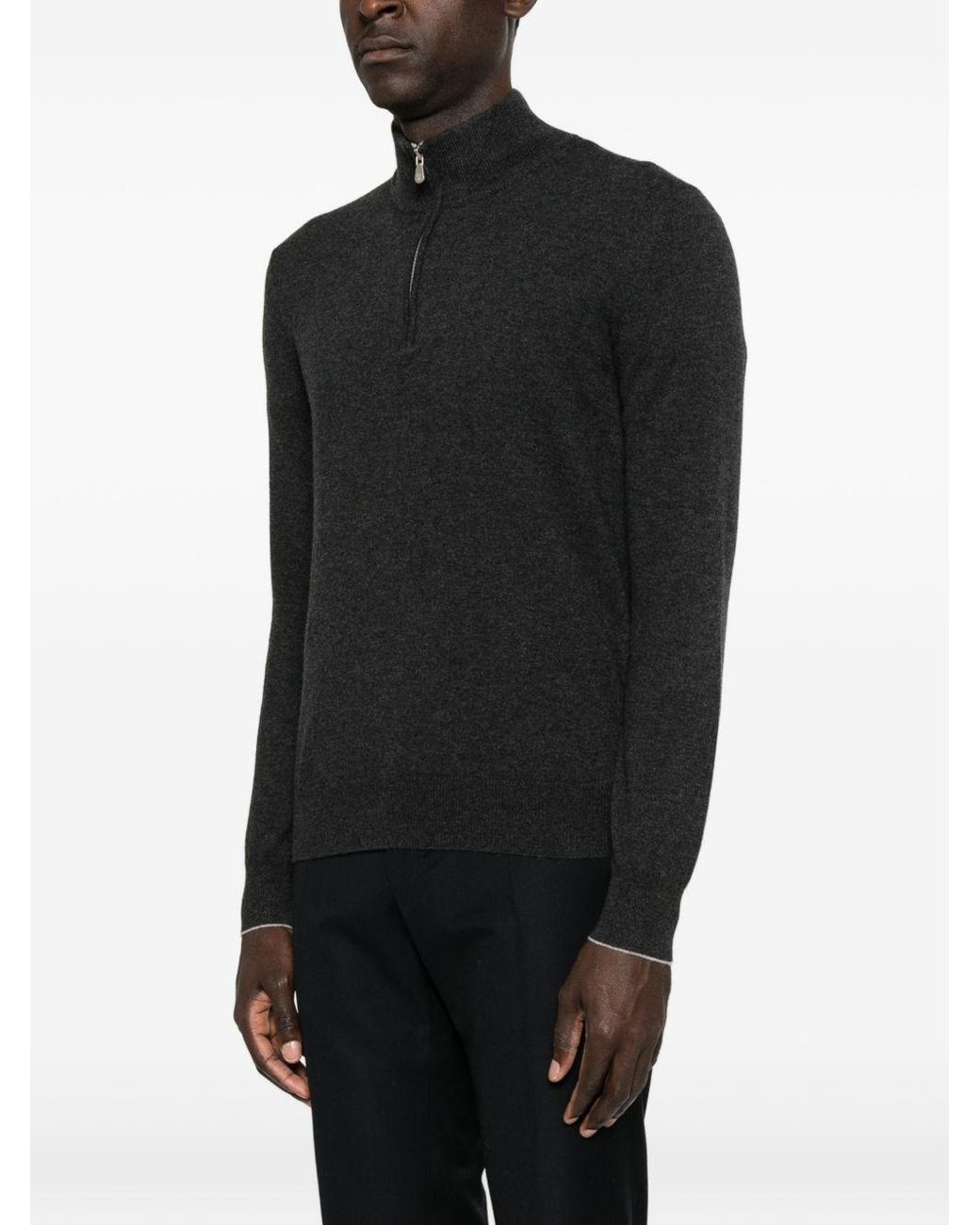 Brunello Cucinelli Black Cashmere Turtle-Neck Sweater for men