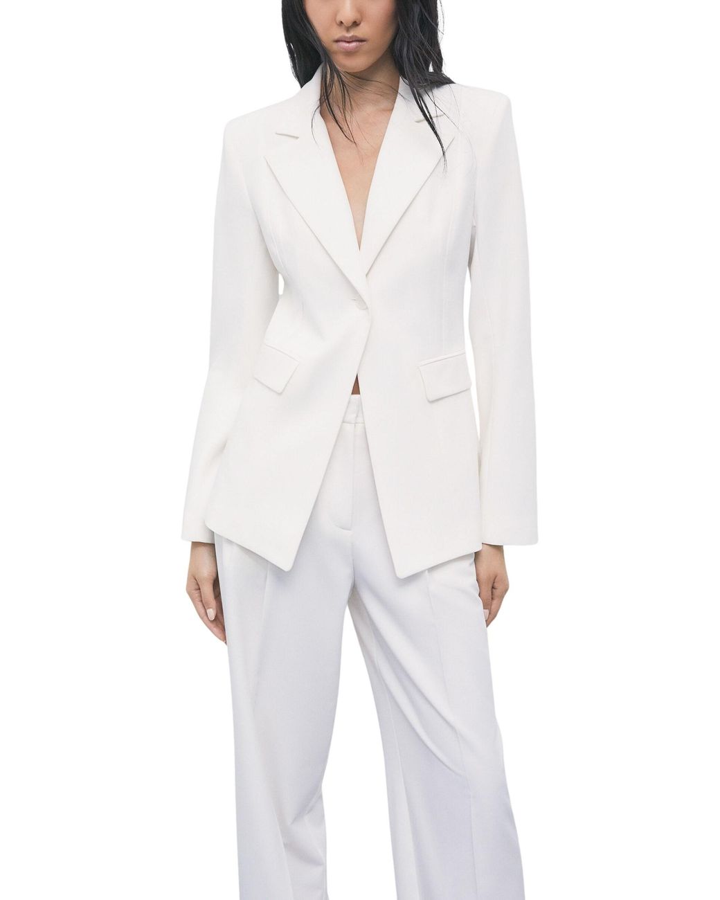 Patrizia Pepe White Stretch Viscose-Polyester Jacket