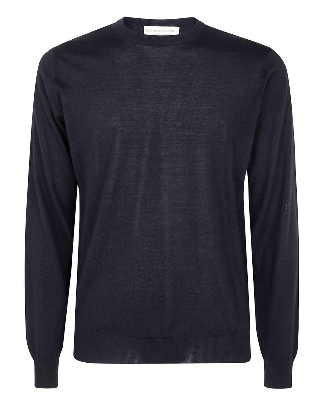 FILIPPO DE LAURENTIIS Blue Merino Wool Crew Neck Sweater for men