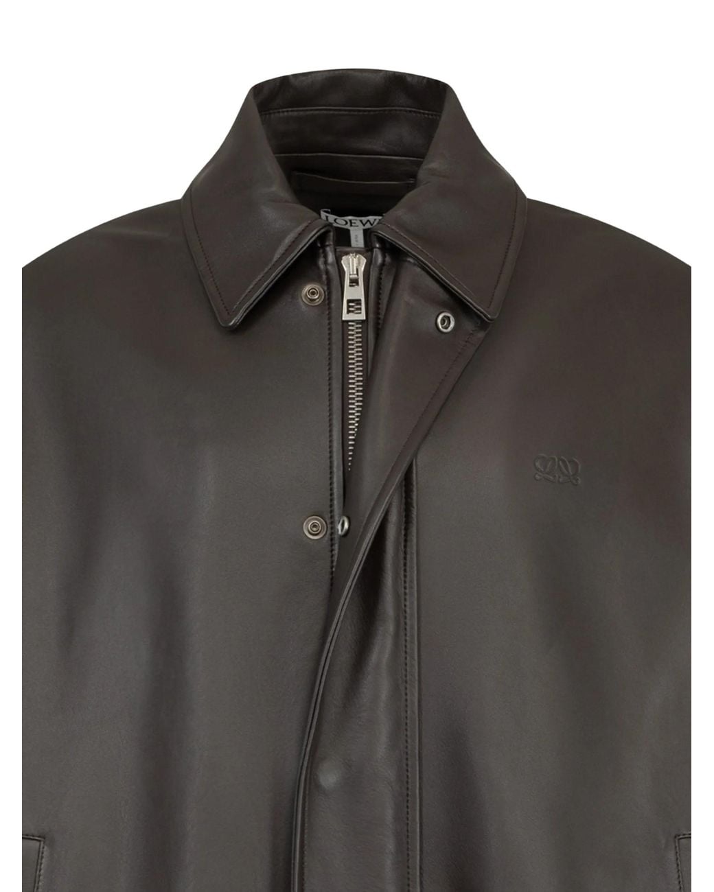 Loewe Black Leather Drawstring Jacket for men