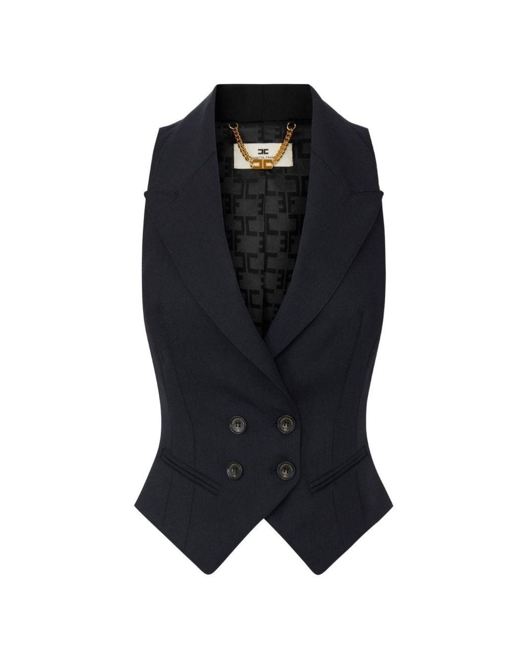 Elisabetta Franchi Blue Wool Double-Breasted Vest