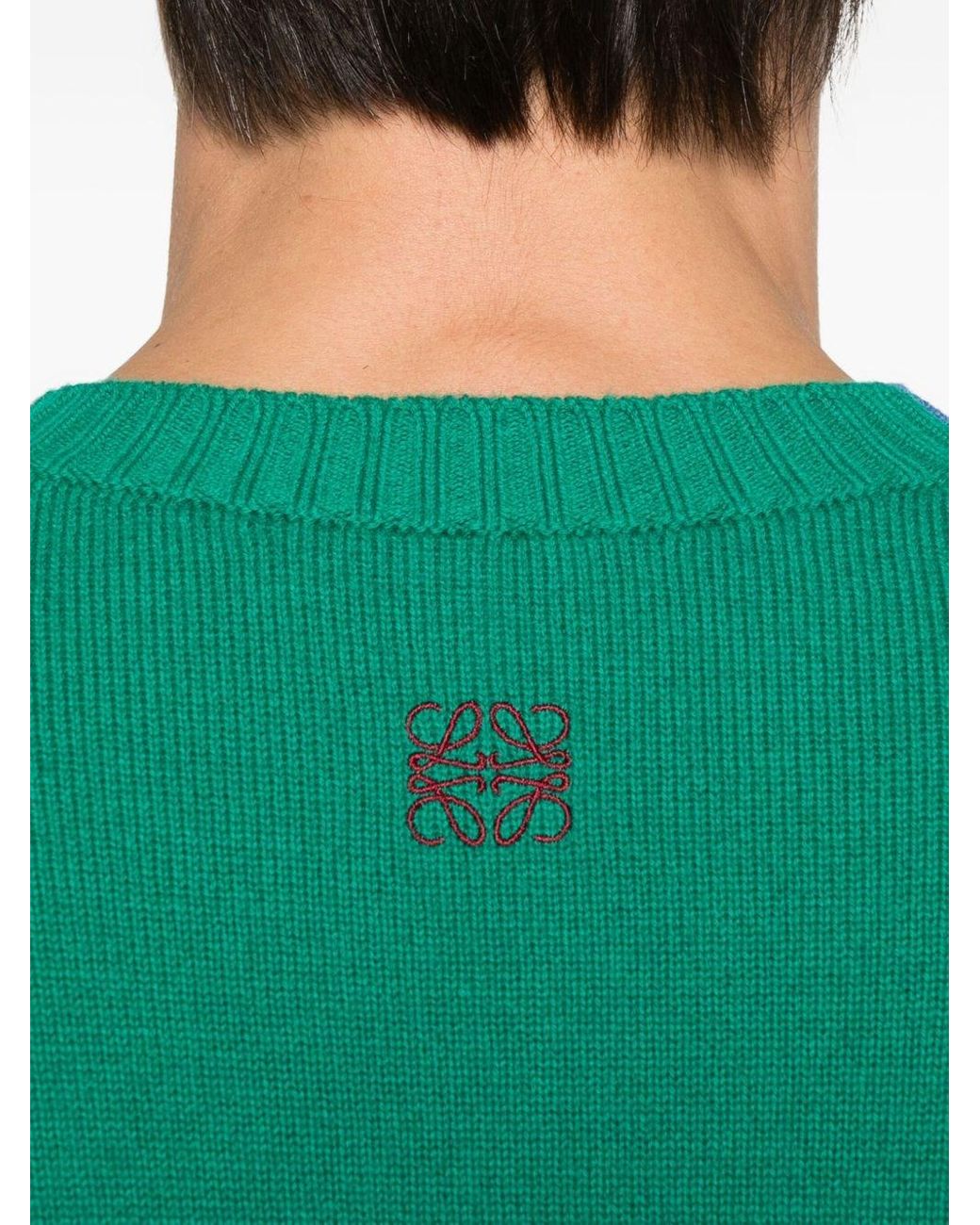Loewe Green Wool Crewneck Sweater for men