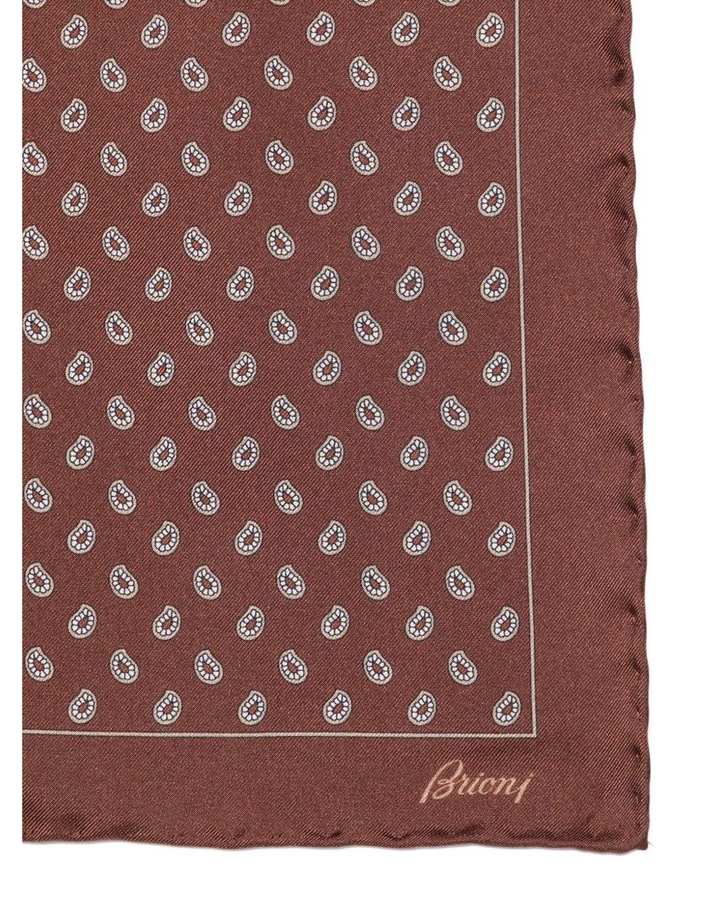 Brioni Red Pritned Silk Foulard for men