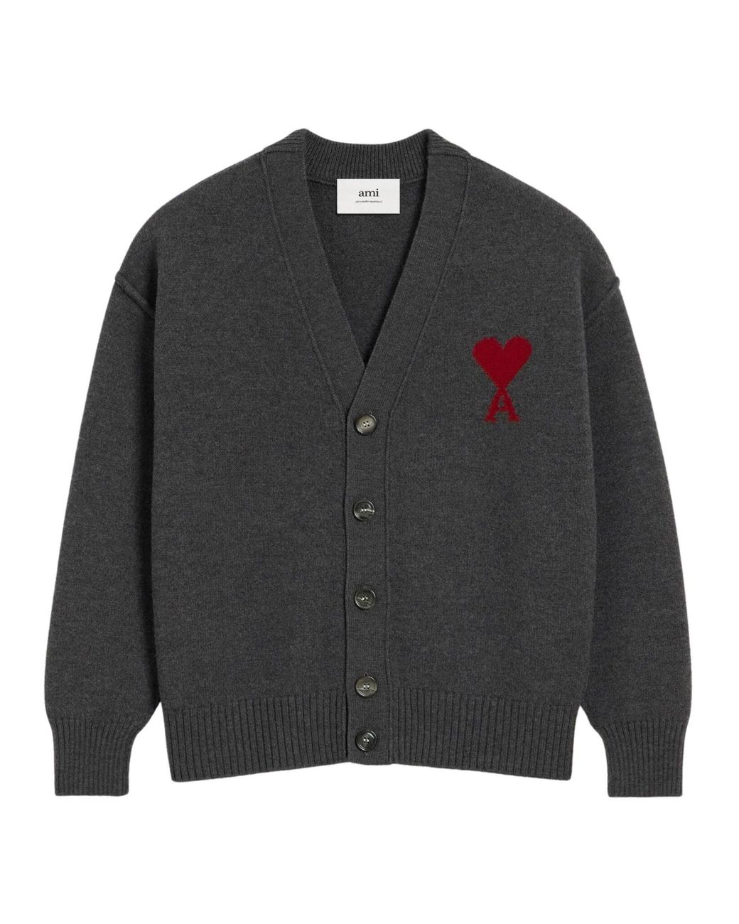 AMI Black Ami De Coeur Cardigan for men