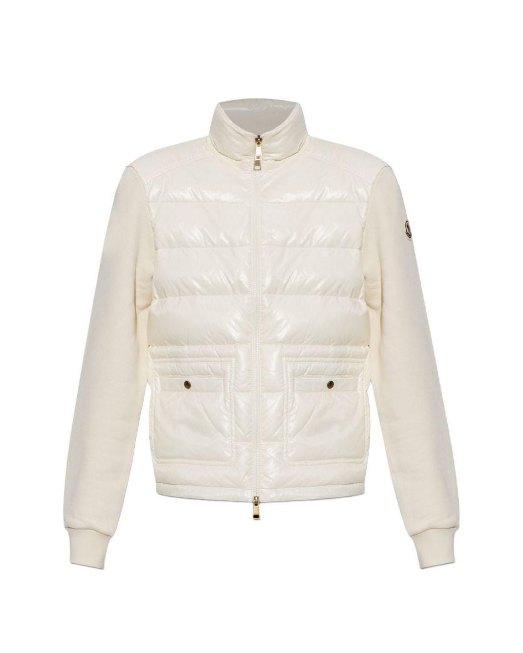 Moncler White Wool And Nylon Padded Cardigan