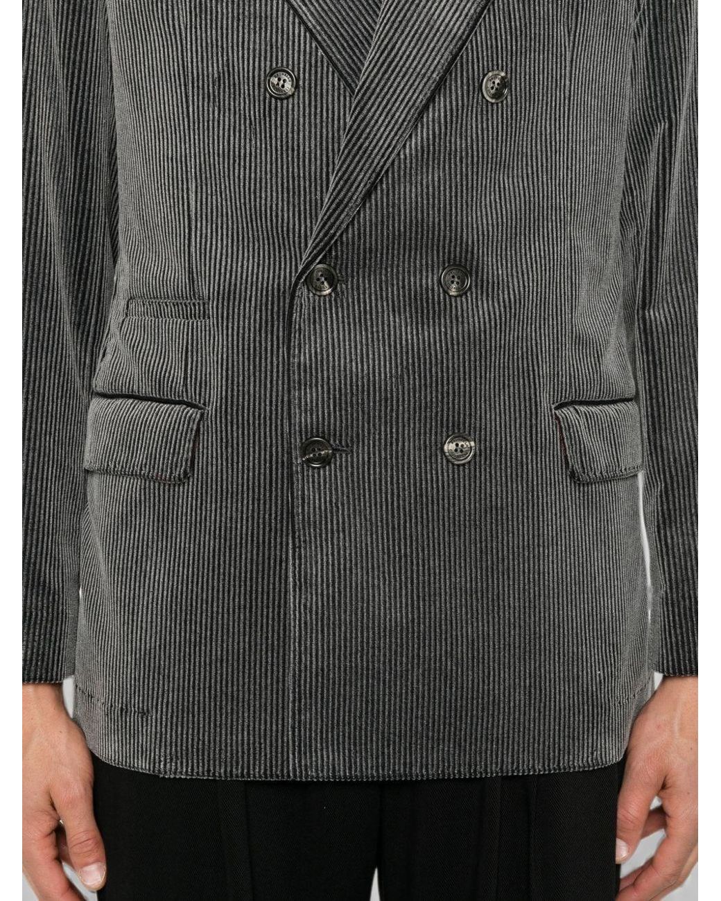 Brunello Cucinelli Gray Cotton Double-Breasted Jacket for men