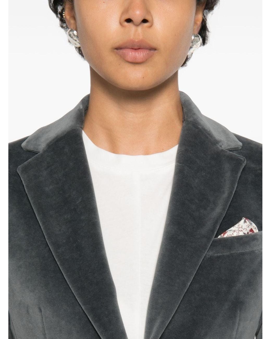 Circolo 1901 Gray Velvet Single-Breasted Jacket