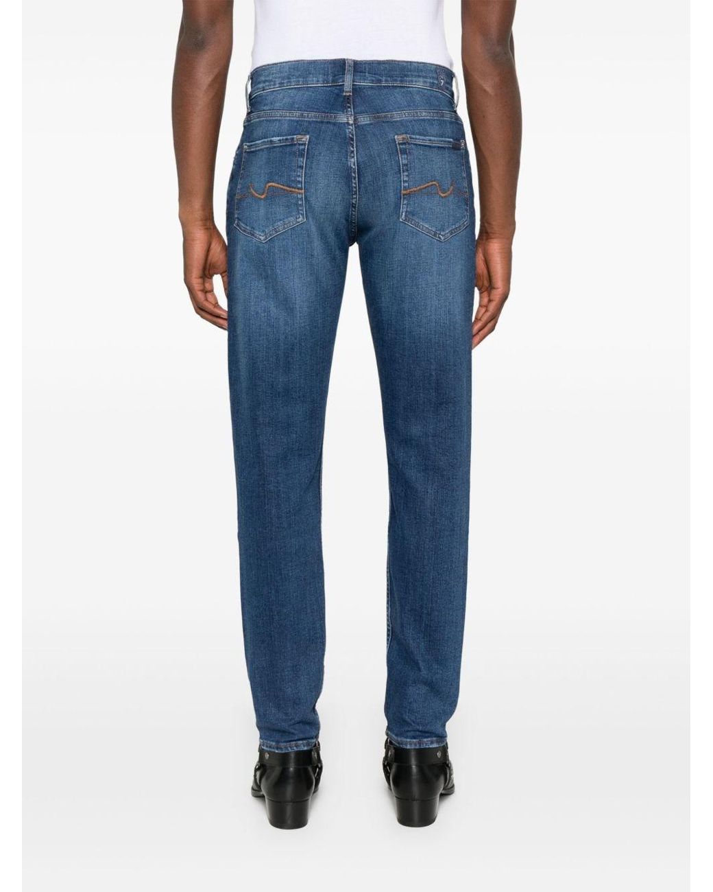 7 For All Mankind Blue Reason Slim Jeans for men