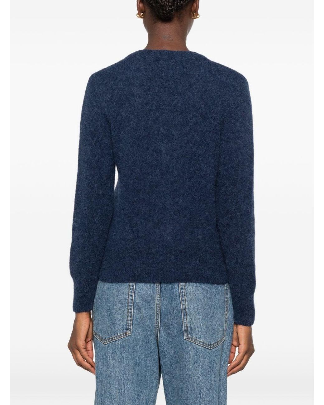 Base London Blue Wool V-Necked Cardigan