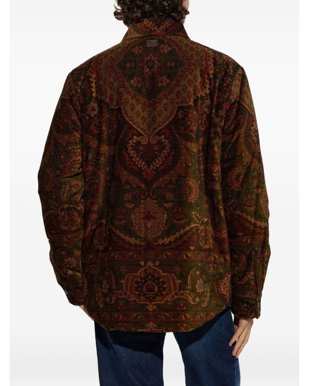 Etro Brown Printed Cotton Overshirt for men