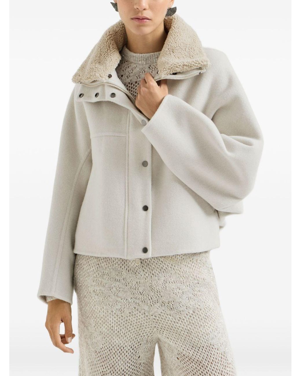 Brunello Cucinelli White Leather Jacket