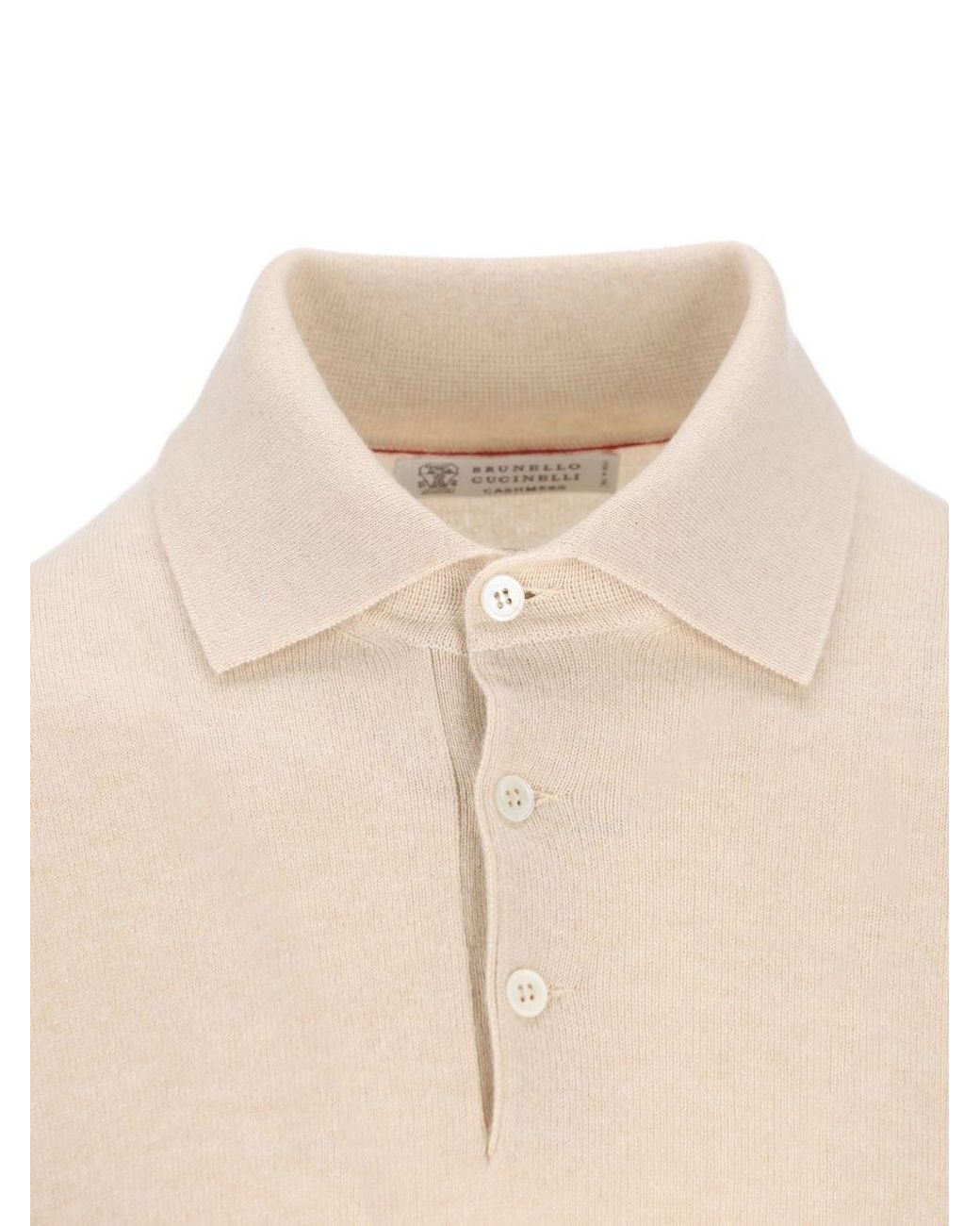 Brunello Cucinelli Natural Cashmere Polo Shirt for men