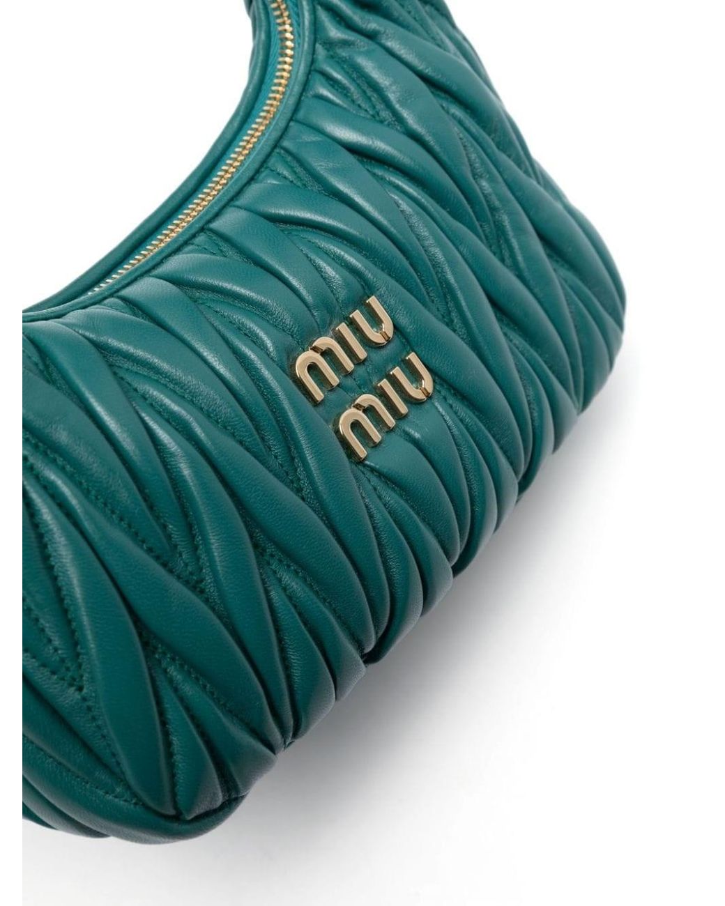 Miu Miu Green Wander Leather Hobo Bag
