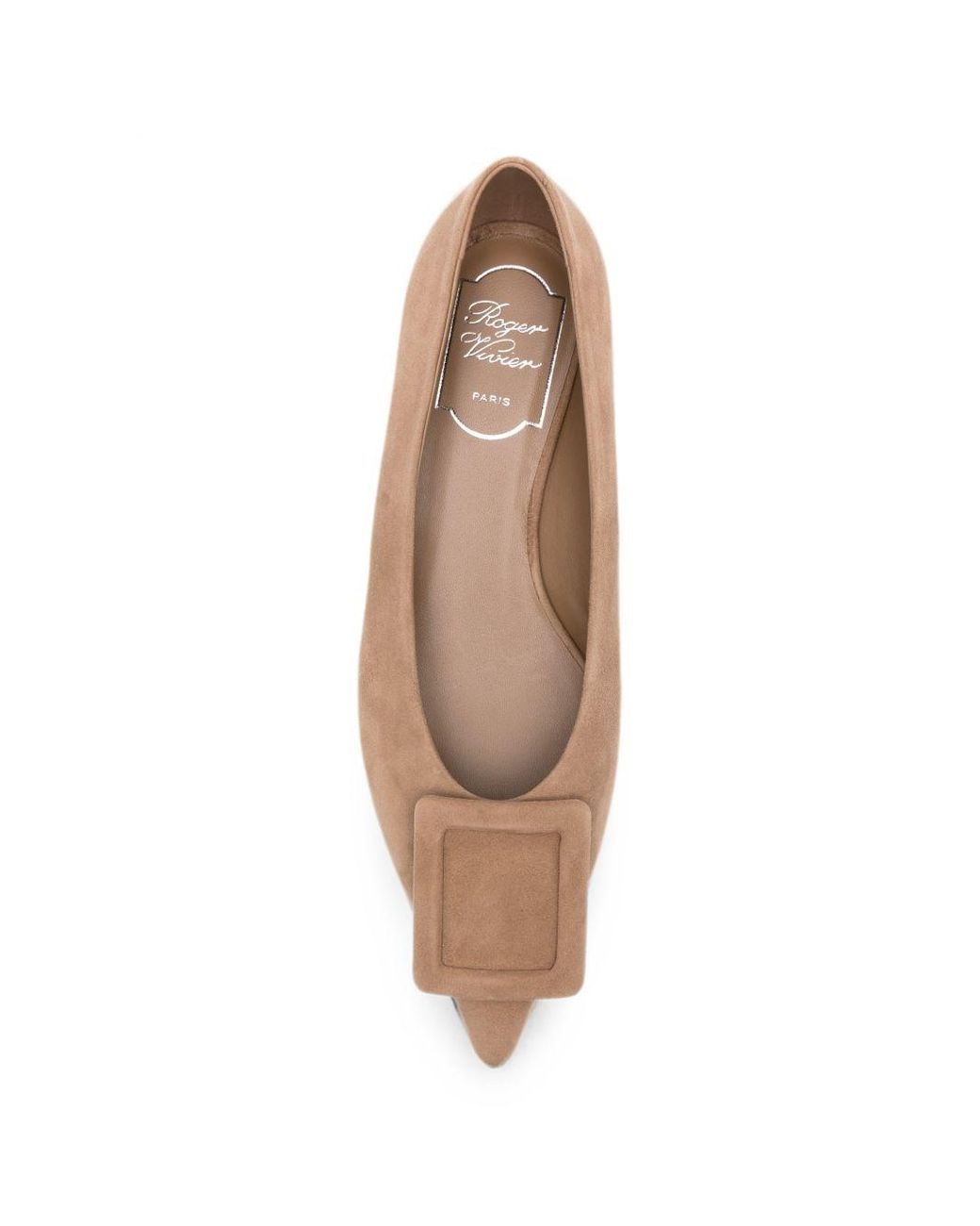 Roger Vivier Natural Pointy Covered Leather Ballets