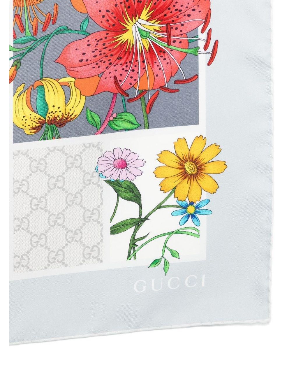 Gucci Blue Printed Silk Foulard